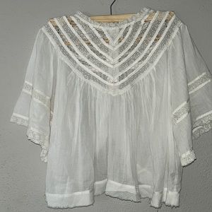 Free People White Open Back Blouse